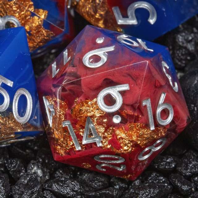 Sage's Geomancy Red/Blue Sharp Edge Resin Dice Set image 0