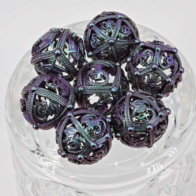 Sage’s Dragon Orb Deadly Nightshade Hollow Metal Dice Set image 3