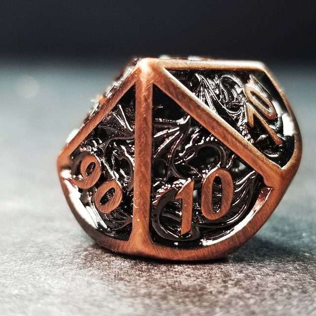 Sage's Dragonstones - Elder Dragon Copper Hollow Metal Polyhedral Dice Set image 3