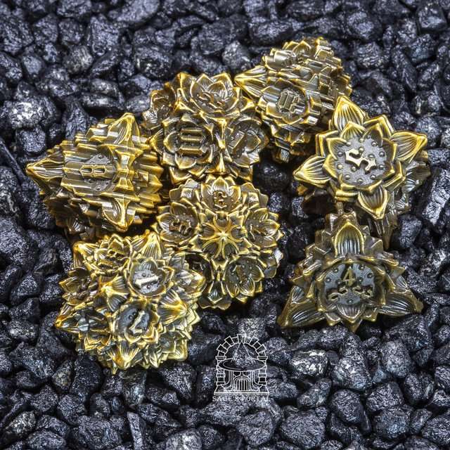 Sage's Deadly Lotus Autumn's Kiss Metal Polyhedral Dice Set image 0