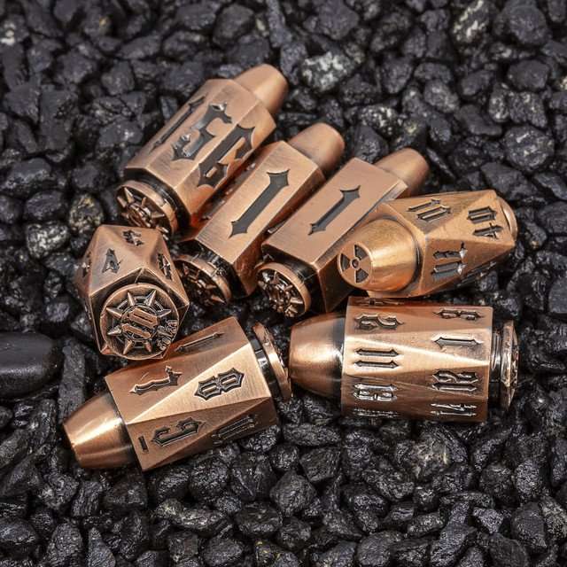 Sage's Holy Revolver Copper Bullets Metal Dice Set image 1