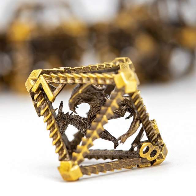 Sage's Draconic Prison Bronze Cage Hollow Metal Dice Set image 6