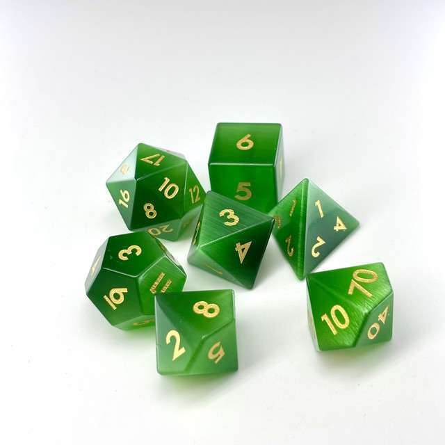 Sage's Treasures - Gemstone Green Cat's Eye Polyhedral Dice Set image 11