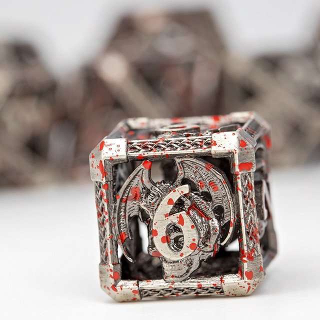 Sage's Grim Drake Bloodstained Wings Hollow Metal Dice Set image 8