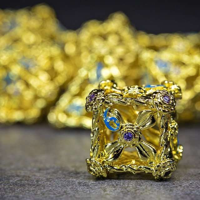 Sage's Gilded Rose Hollow Metal Polyhedral Dice Set image 9