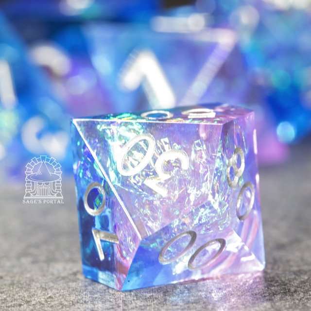 Sage's Crystals - Dawn Sharp Edge Resin Polyhedral Dice Set image 4