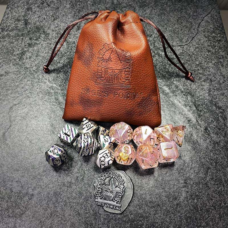 Sage's Pouch - PU Leather Walnut/Chestnut Spotted Dice Bag image 2