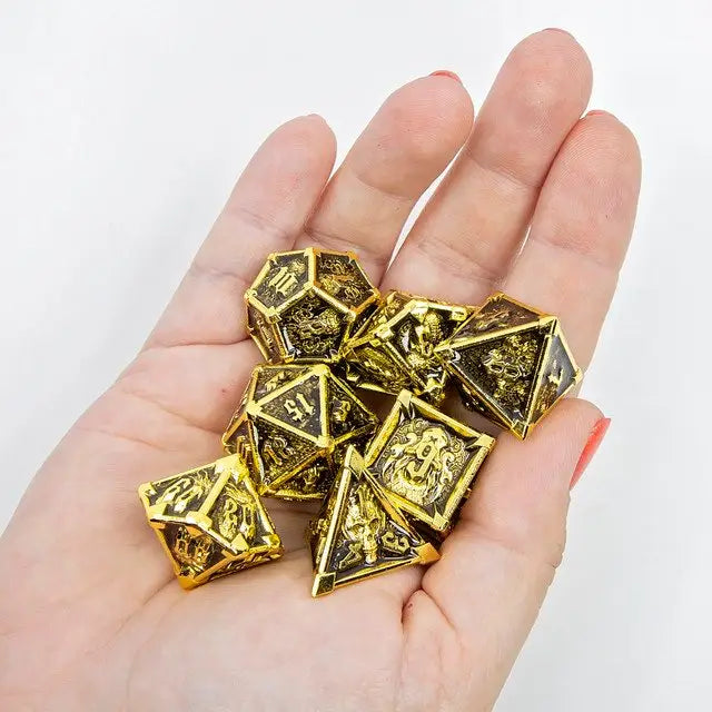 Sage's Grave Fortune Gilded Death Metal Polyhedral Dice Set image 9