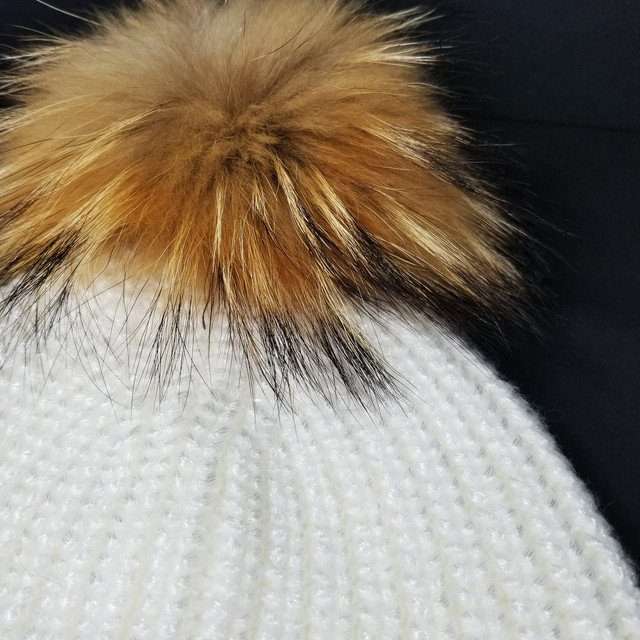 Sage’s Cap – White Knit Beanie with Raccoon Pompom image 13