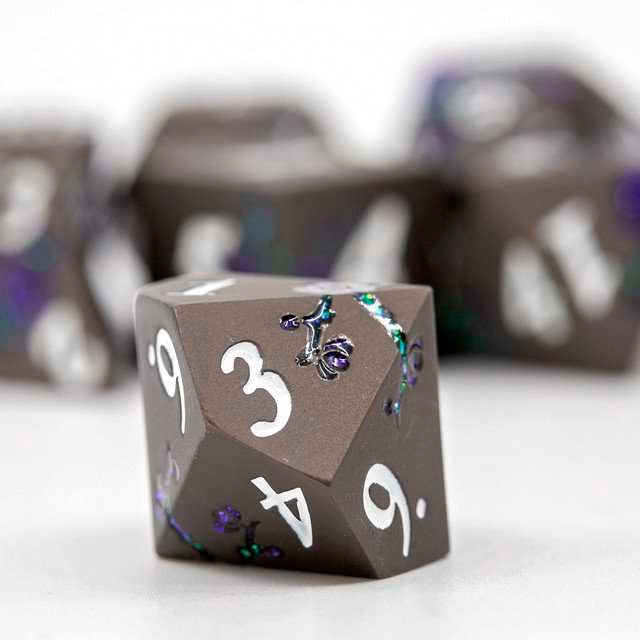 Sage's Petrified Flowers Black/Purple Metal Dice Set image 4