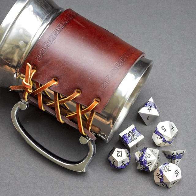 Sage's Rift Stones - Pearl Silver/Purple Metal Polyhedral Dice Set image 11