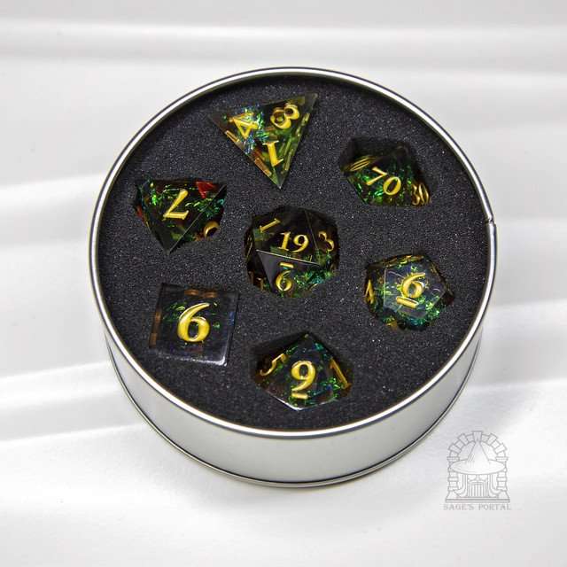 Sage's Crystals - Sylvan Sharp Edge Resin Polyhedral Dice Set image 11