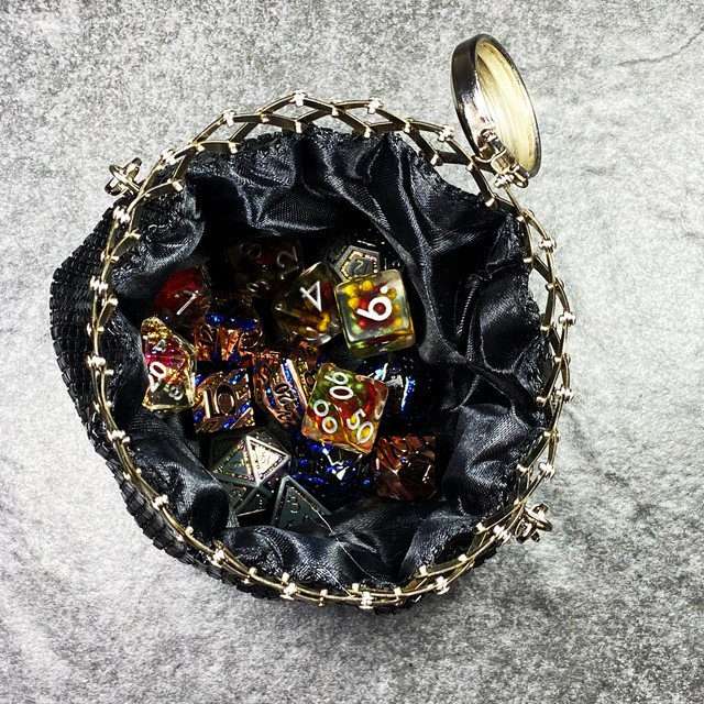 Sage's Gala Purse - Black Metallic Scale Gate-top Dice Bag image 4