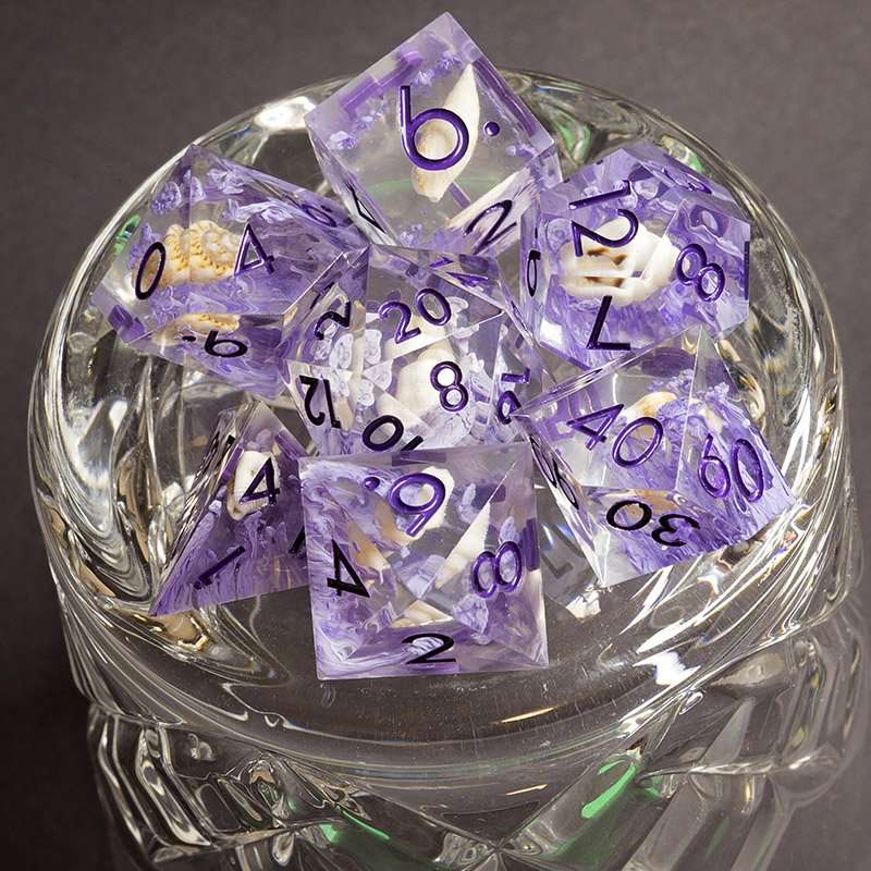 Sage's Orbs - Purple Ocean Depths Sharp Edge Resin Polyhedral Dice Set image 21