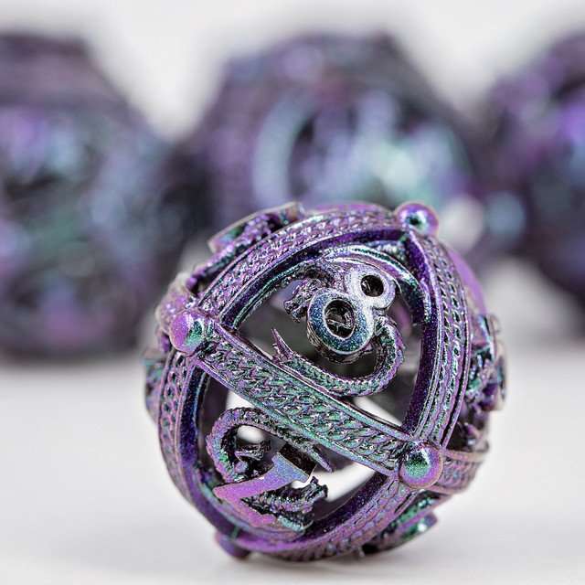 Sage’s Dragon Orb Deadly Nightshade Hollow Metal Dice Set image 5