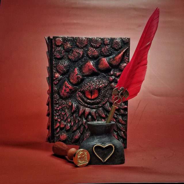Eye of the Red Dragon Notebook Gift Set | Handmade Notebook for TTRPG, Sketchbook, Diary image 8