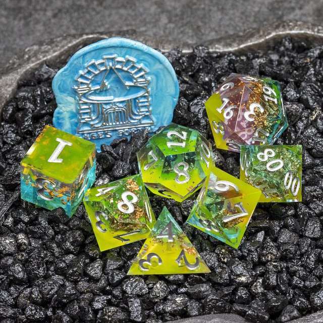 Sage's Enchanted Crystals Dreams - Sharp Edge Resin Polyhedral Dice Set image 8