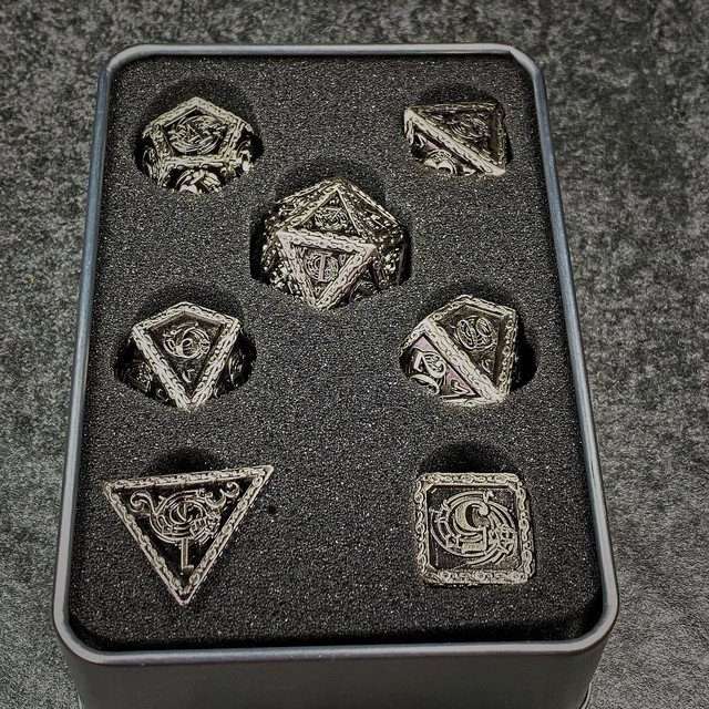 Sage's Anthems - Ancient Silver Metal Polyhedral Dice Set image 21