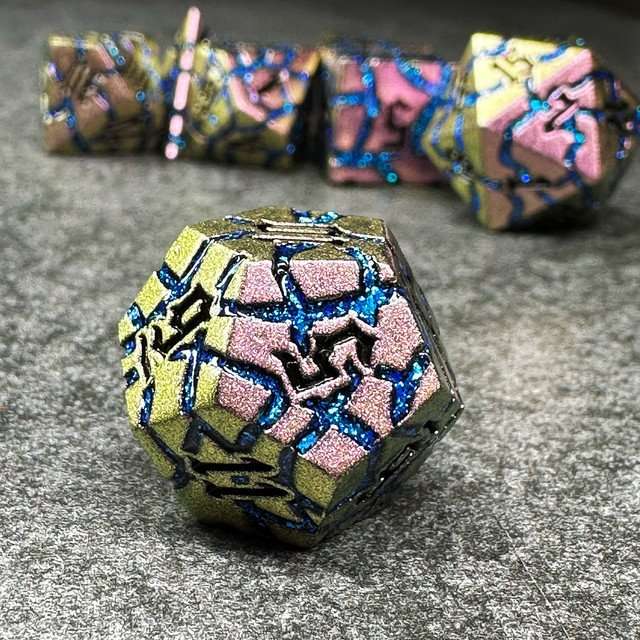 Sage's Warp Stones Blue Ring Nebula Metal Polyhedral Dice Set image 7