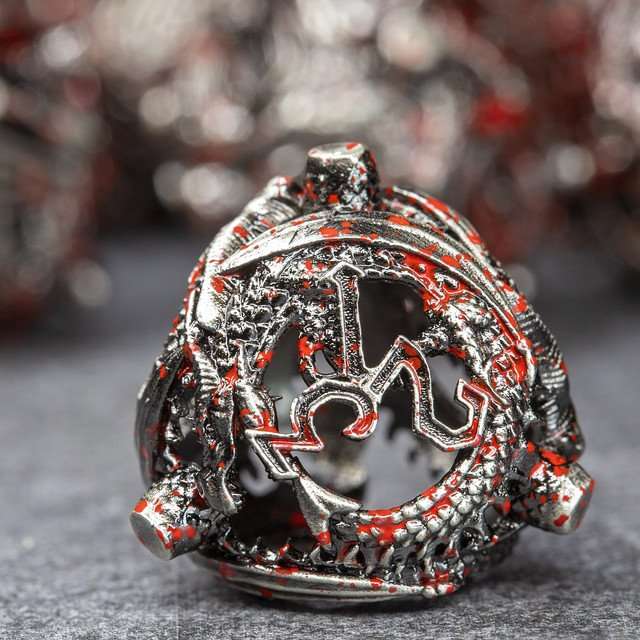 Sage’s Ouroboros Nickel Carnage Hollow Metal Polyhedral Dice Set image 8