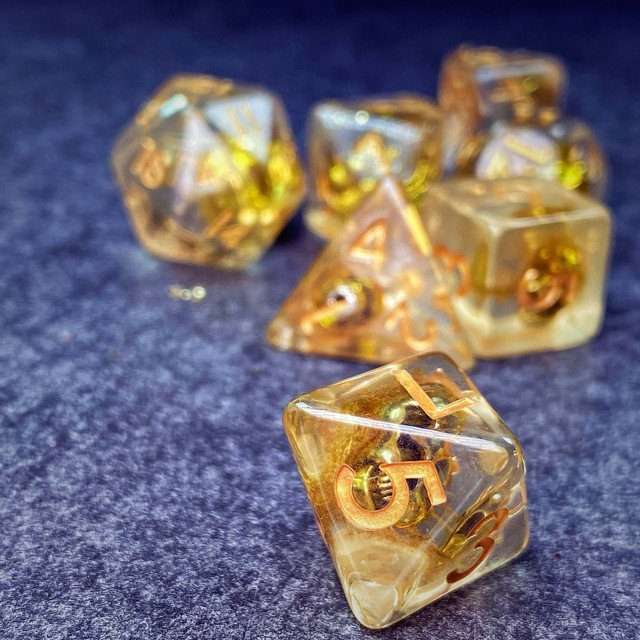 Sage's Familiars - Golden Skull Familiar Resin Polyhedral Dice Set image 32