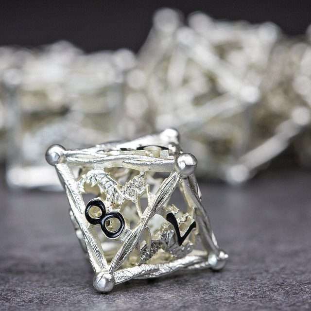 Sage's Ankeg Magical Creature Silver Hollow Metal Polyhedral Dice Set image 4