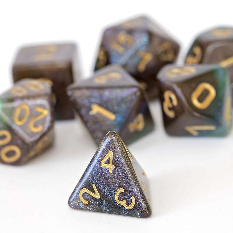 Sage's Shards - Blue/Green/Cola Glitter Polyhedral Dice Set image 7