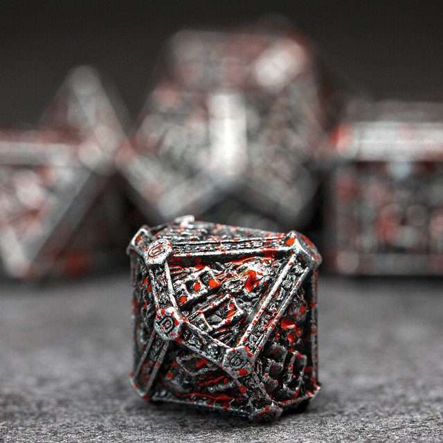 Sage's Lich's Phylactery Nickel/Blood Metal Polyhedral Dice Set image 3