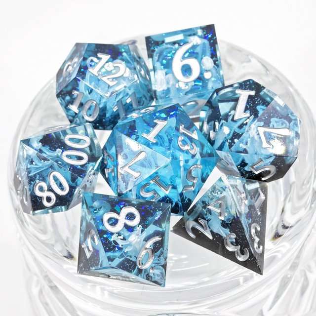 Sage's Ice Flames Sharp Edge Resin Polyhedral Dice Set image 0