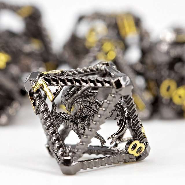 Sage's Draconic Prison Midnight Cage Hollow Metal Dice Set image 6