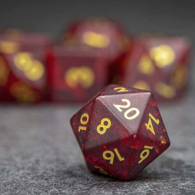 Sage's Kaleidoscopes Red Cracked Glass Frosted Finish Polyhedral Dice Set image 2