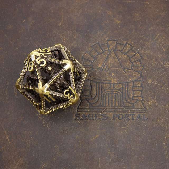 Sage’s 42mm Draconic Prison Bronze Cage Hollow Metal D20 image 2