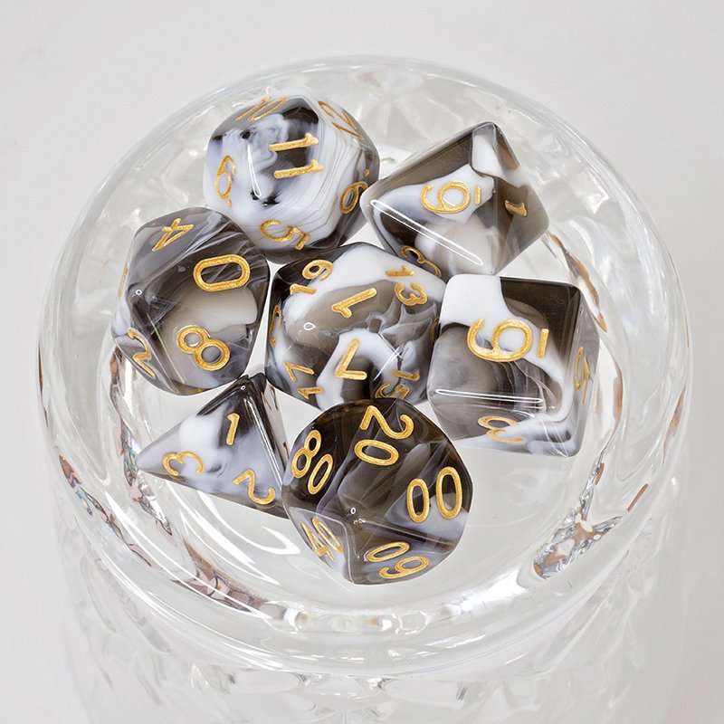 Sage's Stones -White/Mica Acrylic Polyhedral Dice Set image 19