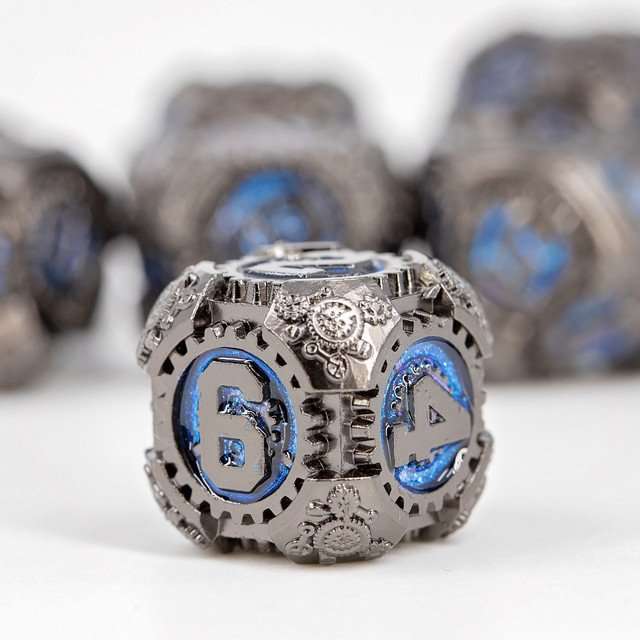 Sage's Artificer's Core Cerulean Essence Metal Polyhedral Dice Set image 7