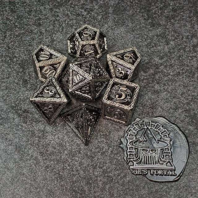 Sage's Anthems - Ancient Silver Metal Polyhedral Dice Set image 18