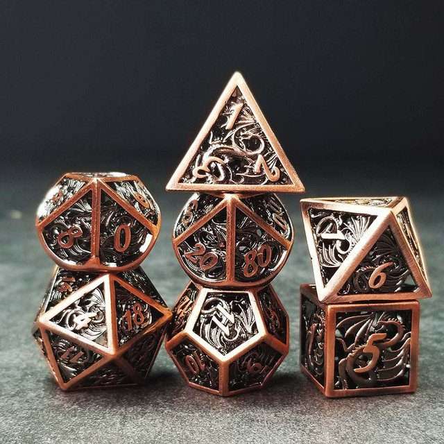 Sage's Dragonstones - Elder Dragon Copper Hollow Metal Polyhedral Dice Set image 20
