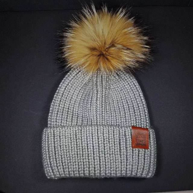 Sage’s Cap – Grey Knit Beanie with Raccoon Pompom image 11