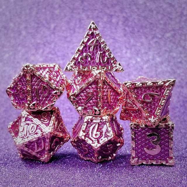 Sage's Dragonstones - Chained Drake Purple Copper Metal Polyhedral Dice Set image 0