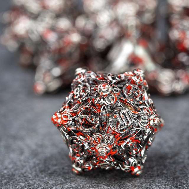 Sage’s Finials Silver Carnage Metal Polyhedral Dice Set image 2