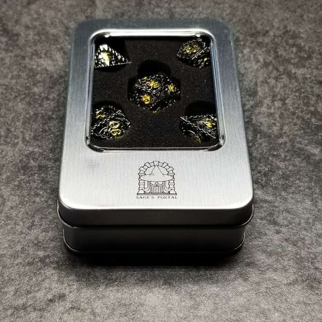 Sage's Dragonstones - Mystic Wyvern Black and Gold Metal Polyhedral Dice Set image 12