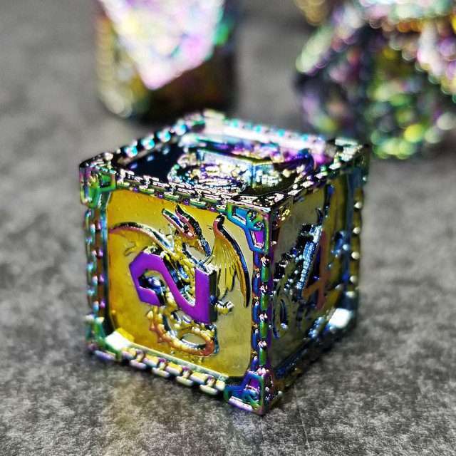 Sage's Dragonstones - Mystic Wyvern Rainbow Metal Polyhedral Dice Set image 7