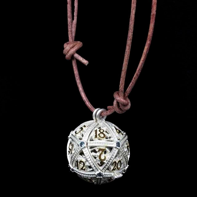 Sage’s Tiny Treasures Winter Sky Draconic Cage Necklace with Miniature Dice Set image 9