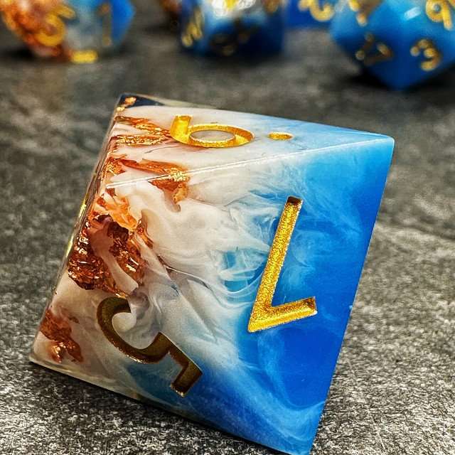 Sage's Geomancy Blue/White Sharp Edge Resin Dice Set image 5