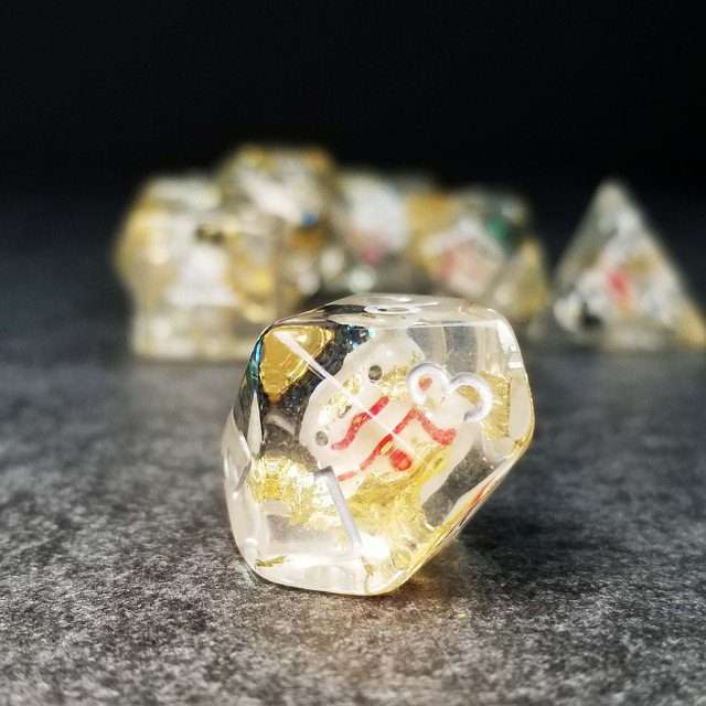 Sage's Familiars - Snowman Resin Silver Ink Polyhedral Dice Set image 26