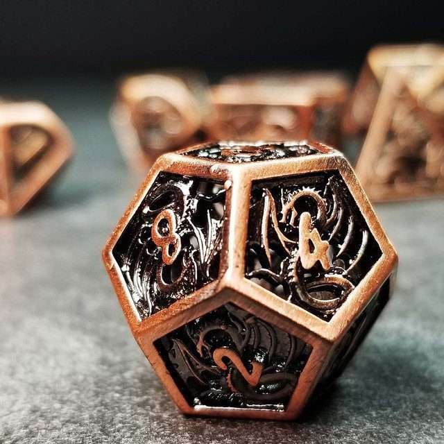 Sage's Dragonstones - Elder Dragon Copper Hollow Metal Polyhedral Dice Set image 17