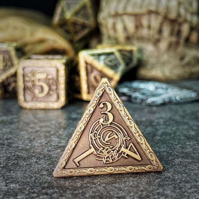 Sage's Anthems - Ancient Bronze Metal Polyhedral Dice Set image 8