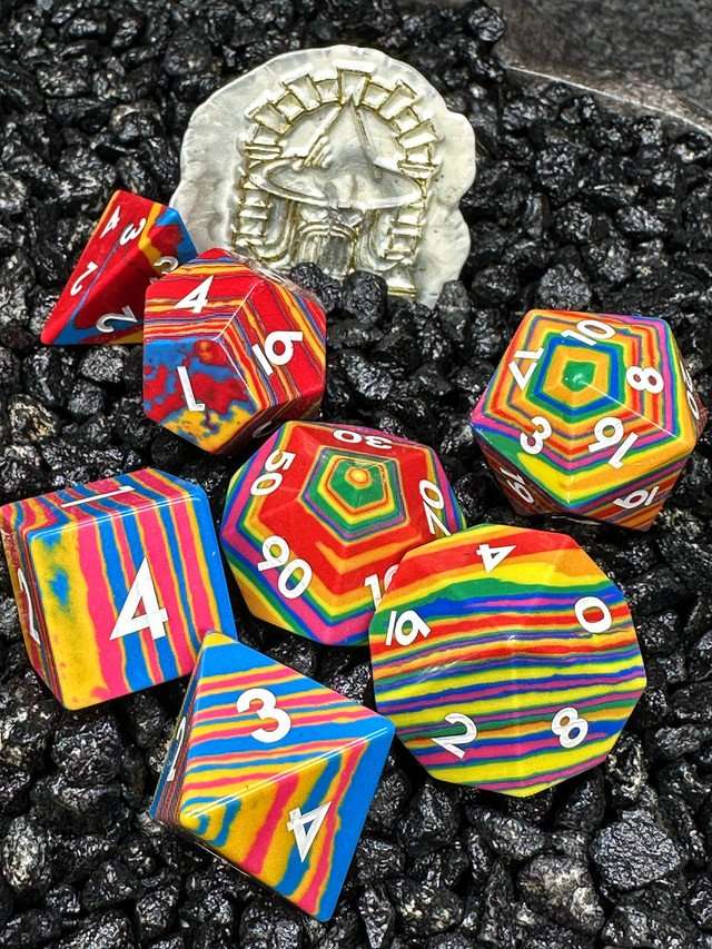 Sage's Treasures Gemstone Pastel Stripes Polyhedral Dice Set image 0