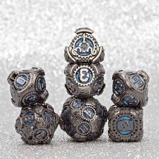 Sage's Artificer's Core Cerulean Essence Metal Polyhedral Dice Set image 14