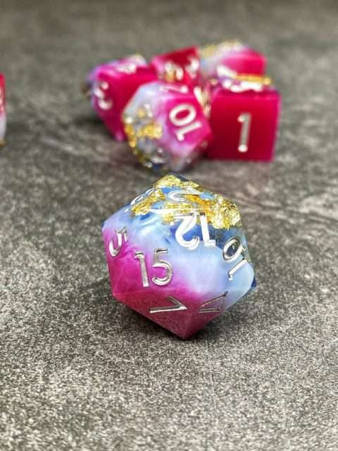 Sage's Geomancy Red/Magenta Sharp Edge Resin Dice Set image 2