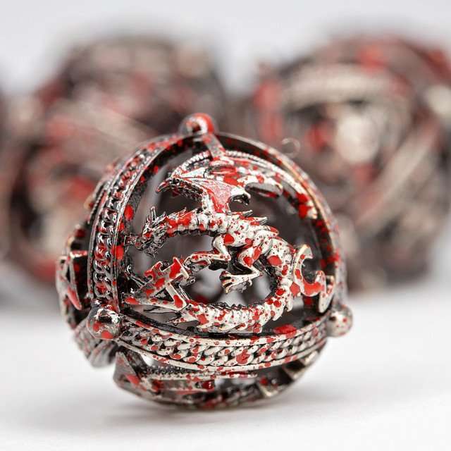 Sage’s Dragon Orb Rolling Doom Hollow Metal Dice Set image 9